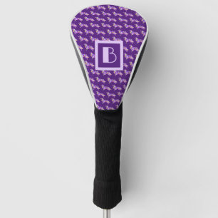Border Collie Dog Lila Silhouette Monogramm Golf Headcover