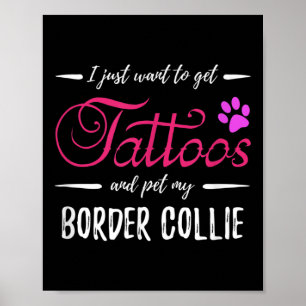 Border Collie Dog Lover Tattoo Funny Dog Mama Gesc Poster