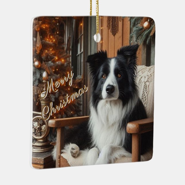 Border Collie Dog Lover Weihnachtsgeschenk Ornamen Keramikornament (Rechts)