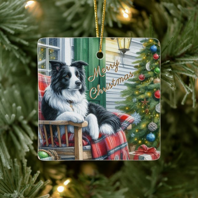 Border Collie Dog Lover Weihnachtsgeschenk Ornamen Keramikornament (Baum)