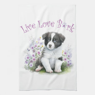 Border Collie Dog Mama Floral Geschirrtuch