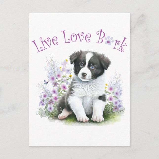 Border Collie Dog Mama Floral Postkarte (Vorderseite)