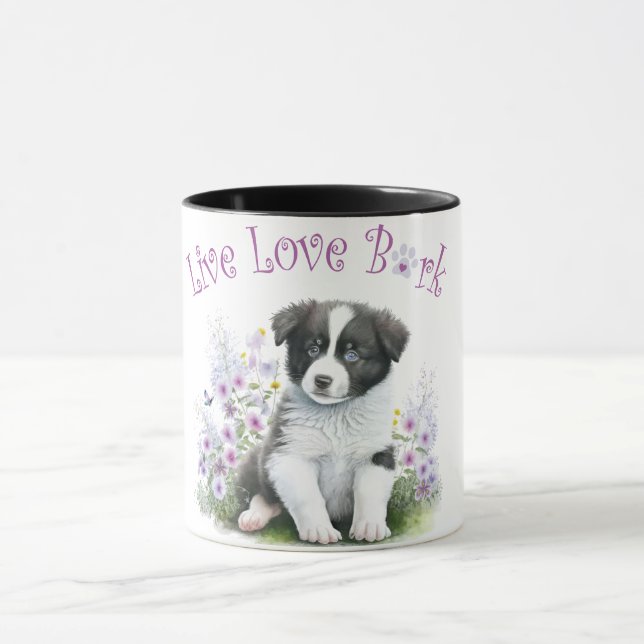 Border Collie Dog Mama Floral Tasse (Zentrum)