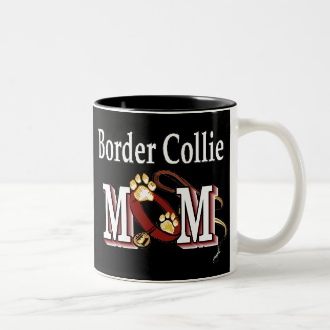 Border Collie Dog MAMA Zweifarbige Tasse (Rechts)
