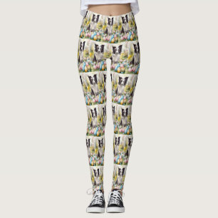 Border Collie Dog mit Ostereier Urlaub Leggings
