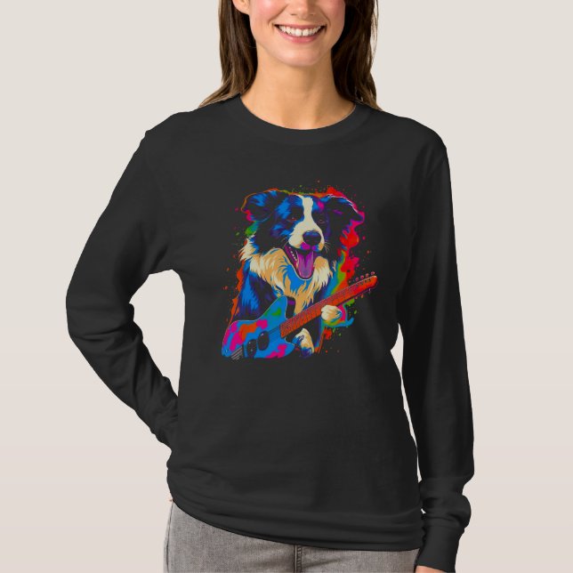 Border Collie Dog Music T-Shirt (Vorderseite)