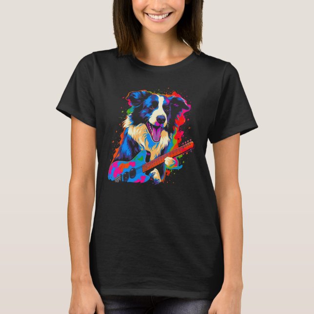 Border Collie Dog Music T-Shirt (Vorderseite)