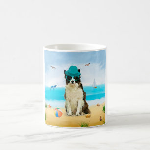 Border Collie Dog on Beach Kaffeetasse