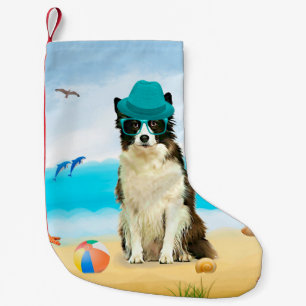 Border Collie Dog on Beach Kleiner Weihnachtsstrumpf