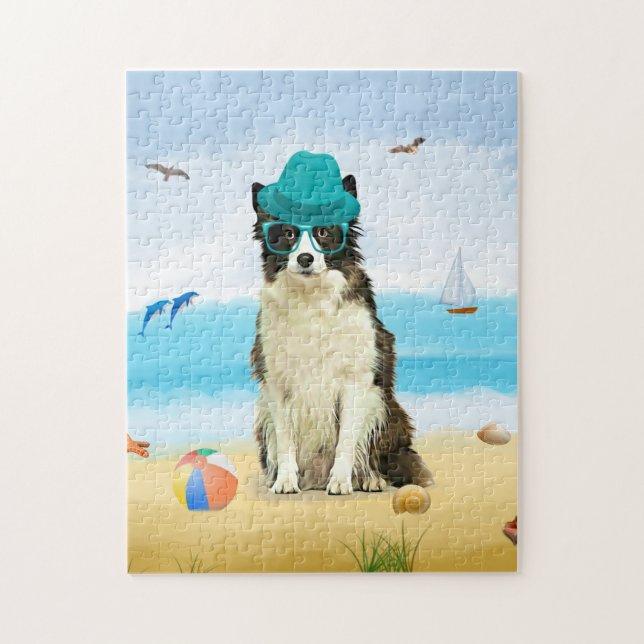 Border Collie Dog on Beach Puzzle (Vertikal)