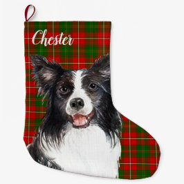 Border Collie Dog Personalisiert Großer Weihnachtsstrumpf