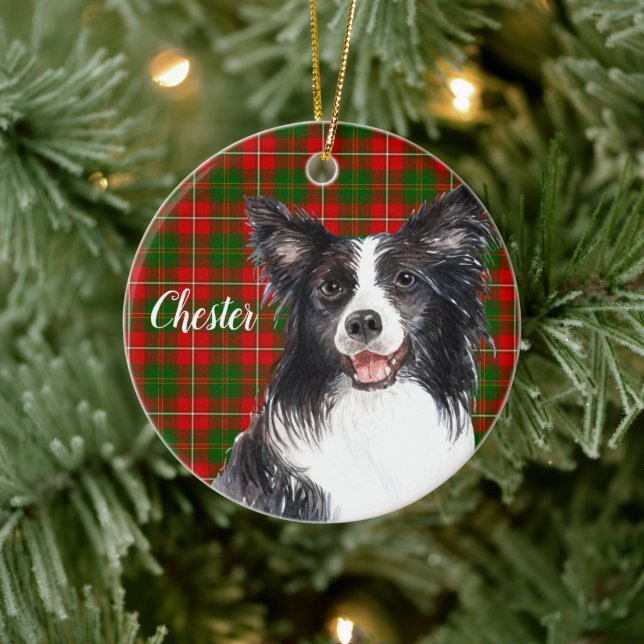 Border Collie Dog Personalisiert Keramik Ornament (Baum)