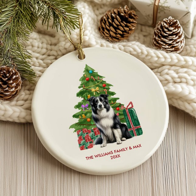 Border Collie Dog Personalisiert Weihnachten Keramik Ornament (Von Creator hochgeladen)