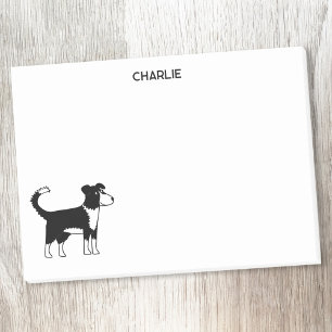 Border Collie Dog Personalisierter Name Post-it Klebezettel