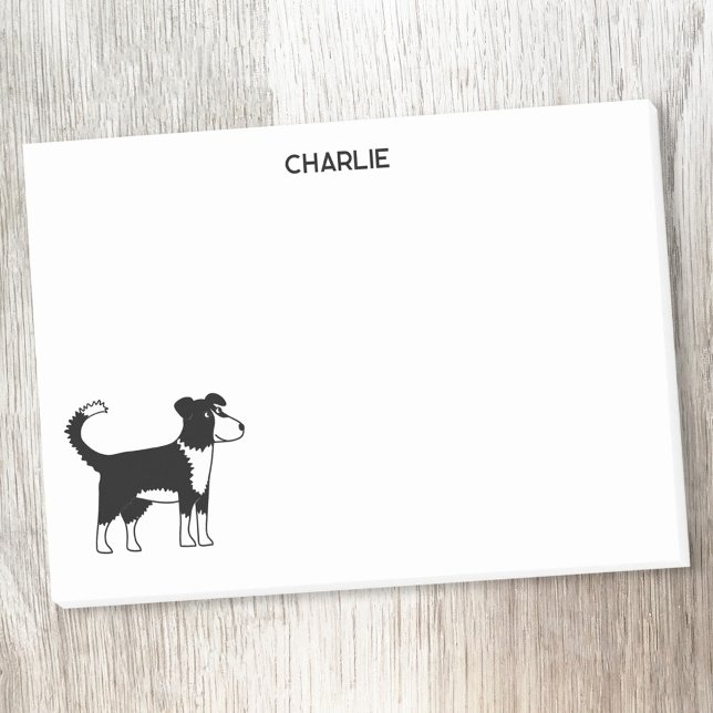 Border Collie Dog Personalisierter Name Post-it Klebezettel (Welsh Border Collie sheepdog personalized custom name Post-it sticky notes for dog lovers)