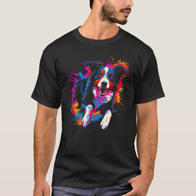 Border Collie Dog Pop 1 T-Shirt (Vorderseite)