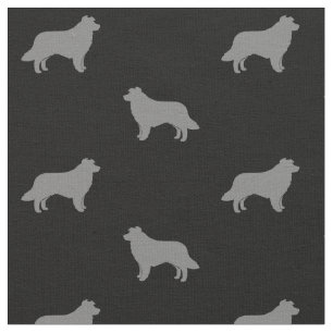 Border Collie Dog Rasse Silhouetten Gemustert Stoff