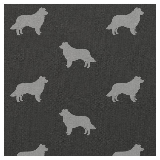 Border Collie Dog Rasse Silhouetten Gemustert Stoff (Nahaufnahme)