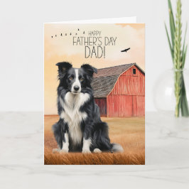 Border Collie Dog Red Barn Western Father's Day Feiertagskarte