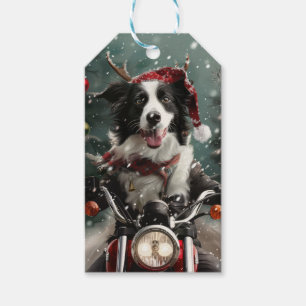 Border Collie Dog Reiten Motorrad Weihnachten Geschenkanhänger