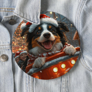 Border Collie Dog Roller Untersetzer Weihnachten Button