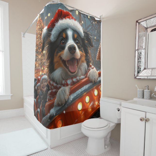 Border Collie Dog Roller Untersetzer Weihnachten Duschvorhang (Beispiel)