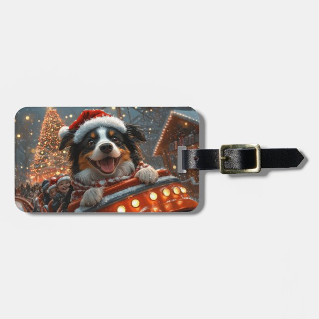 Border Collie Dog Roller Untersetzer Weihnachten Gepäckanhänger (Vorderseite horizontal)
