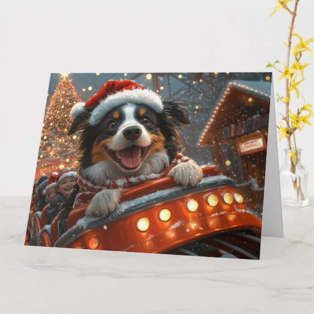 Border Collie Dog Roller Untersetzer Weihnachten Karte (Gelbe Blume)
