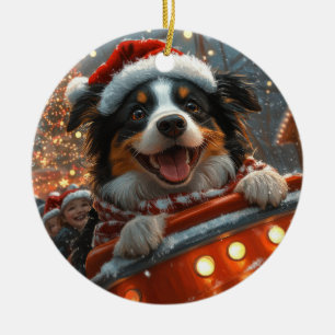 Border Collie Dog Roller Untersetzer Weihnachten Keramik Ornament