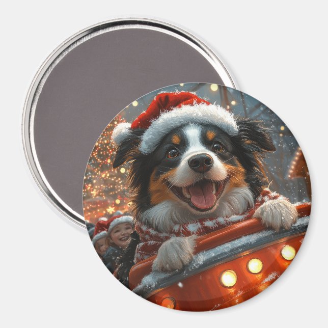 Border Collie Dog Roller Untersetzer Weihnachten Magnet (Vorderseite/Rückseite)