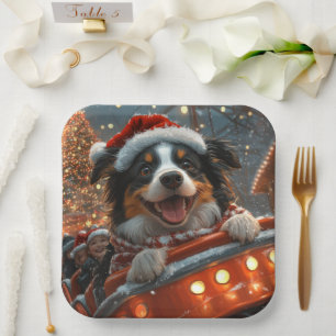 Border Collie Dog Roller Untersetzer Weihnachten Pappteller
