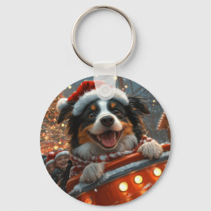 Border Collie Dog Roller Untersetzer Weihnachten Schlüsselanhänger