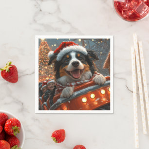 Border Collie Dog Roller Untersetzer Weihnachten Serviette