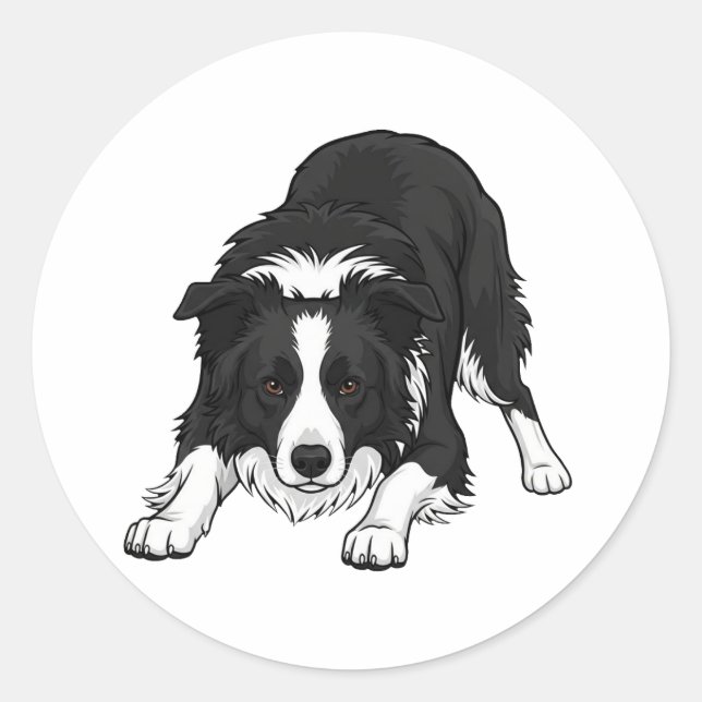 Border Collie Dog Runder Aufkleber (Vorderseite)
