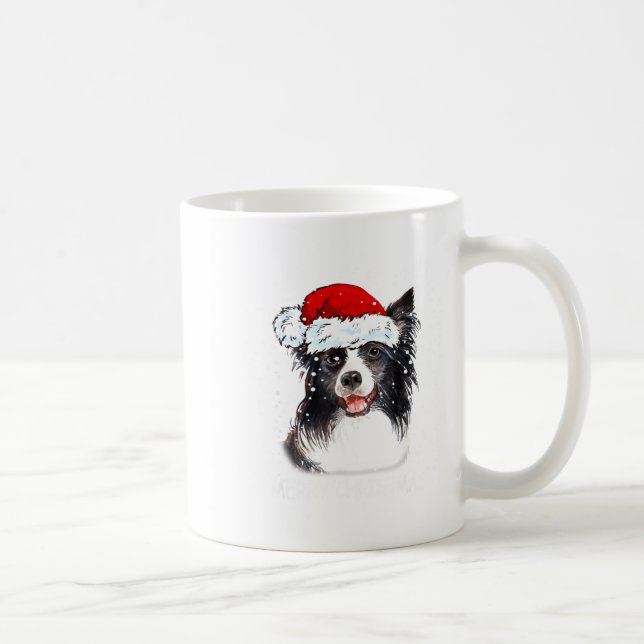 Border Collie Dog Santa Christmas Lights Xmas Boys Kaffeetasse (Rechts)