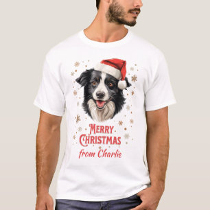 Border Collie Dog Santa Merry Weihnachten T-Shirt