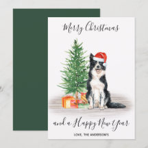 Border Collie Dog Santa Tree Frohe Weihnachten
