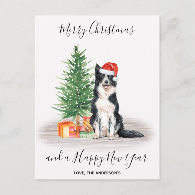 Border Collie Dog Santa Tree Frohe Weihnachten (Vorderseite)