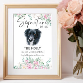 Border Collie Dog Signature Drink Sign Poster