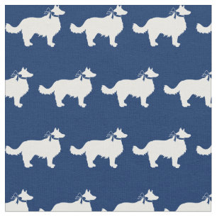 Border Collie Dog Silhouette Pet Navy Blue Stoff