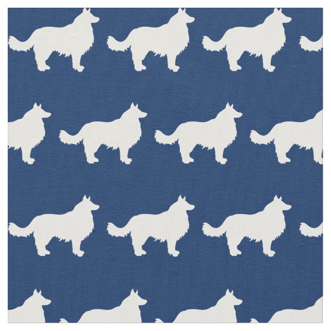 Border Collie Dog Silhouette Pet Navy Blue Stoff (Nahaufnahme)
