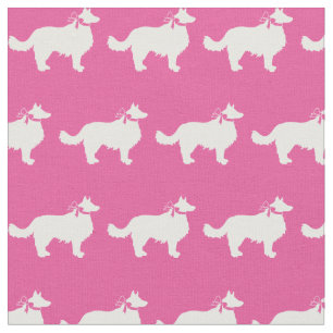 Border Collie Dog Silhouette Pet Pink Stoff