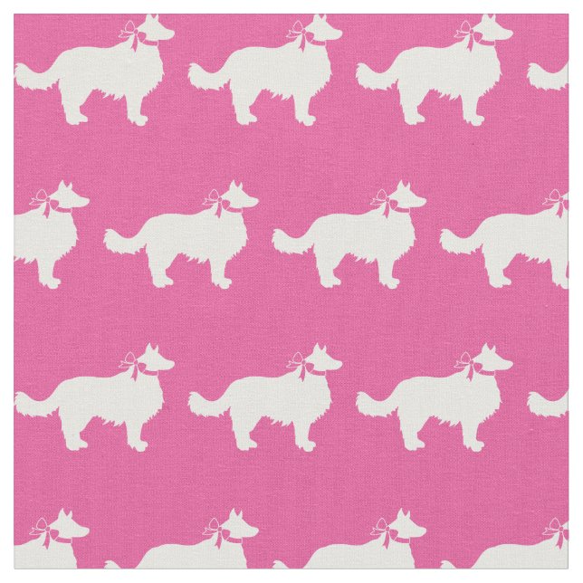 Border Collie Dog Silhouette Pet Pink Stoff (Nahaufnahme)