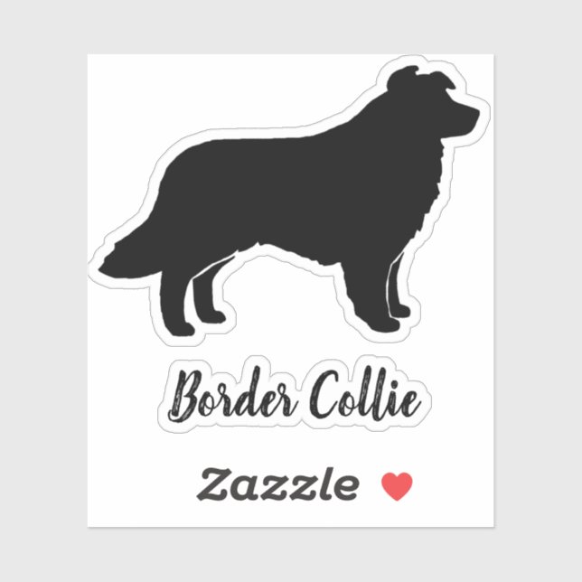 Border Collie Dog Silhouette Vinyl Sticker (Blatt)