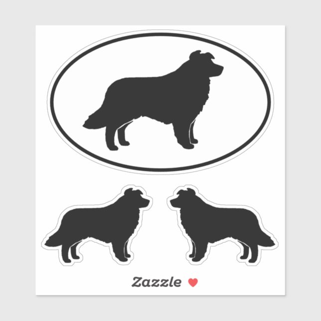 Border Collie Dog Silhouette Vinyl Sticker Set (Blatt)
