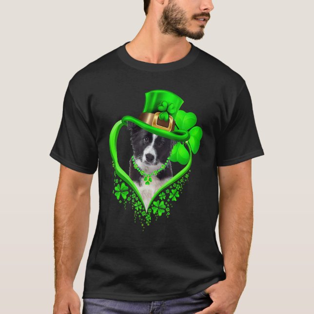Border Collie Dog St Patricks Day Lover Irish Sham T-Shirt (Vorderseite)