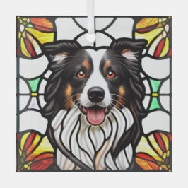 Border Collie Dog "Stached Glass" Ornament Aus Glas
