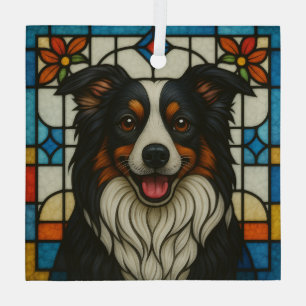Border Collie Dog "Stached Glass" Ornament Aus Glas