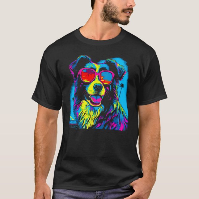 Border Collie Dog Sunglasses 1 T-Shirt (Vorderseite)