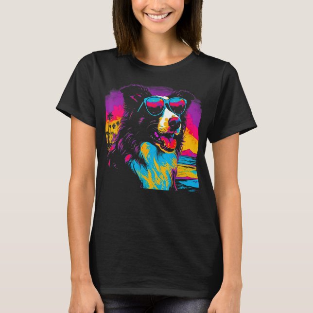 Border Collie Dog Sunglasses Party T-Shirt (Vorderseite)
